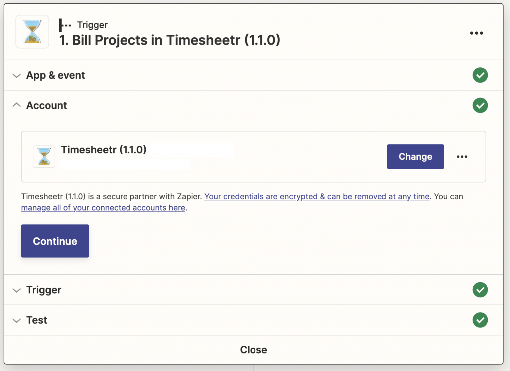 Select Timesheetr Account